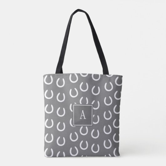 Tote Bag Gris de monogramme de chaussure de cheval (Dos)