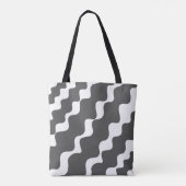 Tote Bag Gris et blanc incliné vagues motif (Dos)