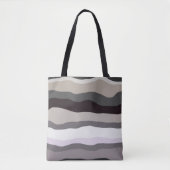 Tote Bag Gris et violet rayures ondulées (Devant)