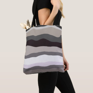 Tote Bag Gris et violet rayures ondulées