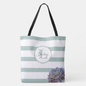 Tote Bag Gris Gris et monogramme Succulent Personnalisé (Dos)