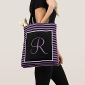 Tote Bag Gris initial et noir sur mesure (De près)