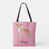 Tote Bag Gris Italien Blanc Et Faune Sur Coeurs Rose (Dos)