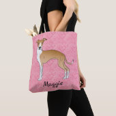 Tote Bag Gris Italien Blanc Et Faune Sur Coeurs Rose (De près)