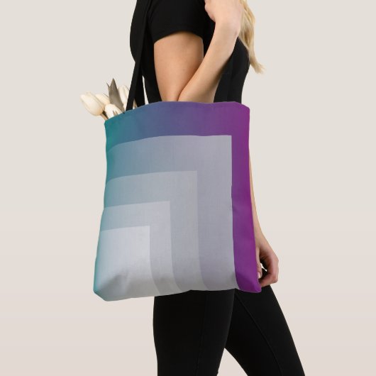 Tote Bag gris magenta turquoise (De près)