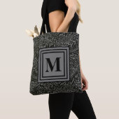 Tote Bag Gris monogrammé et noir William Morris Foliage (De près)