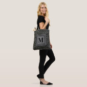 Tote Bag Gris monogrammé et noir William Morris Foliage (Sur le modèle)