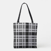 Tote Bag Gris Noir Blanc Flanné Plaid Tartan Design (Dos)