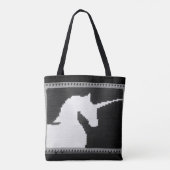 Tote Bag Gris noir blanc licorne Artisan Crochet Imprimer (Dos)