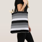 Tote Bag Gris noir blanc rayures Design (De près)