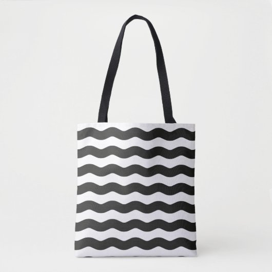 Tote Bag Gris noir blanc rayures modernes (Devant)