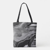 Tote Bag Gris Noir Marbre Blanc Agate Parties scintillant A (Dos)