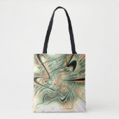 Tote Bag Gris ondulé numérique sur orange pâle à vert (Devant)