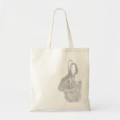 Tote Bag Gris simple à double face et lapin Brown (Devant)