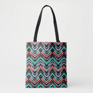 Tote Bag Gris, Teal, et motif tiré par la main de corail d