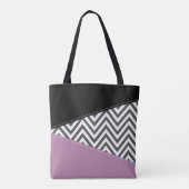 Tote Bag Gris Zigzag, Gris Chevron, Motif Zigzag, Violet (Dos)