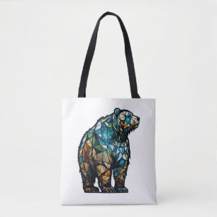 Tote Bag Grizzli Ours Portrait animal Forêt de verre tendu