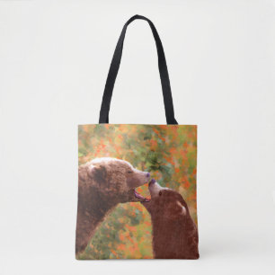 Tote Bag Grizzly Bear Mom and Cub Painting - Wildlife Art