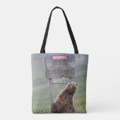 Tote Bag Grizzly Bear Plays With Sign (Dos)