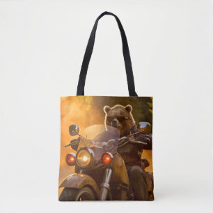 Tote Bag Grizzly Oear Animal Fun équitation Moto Vélo Heure