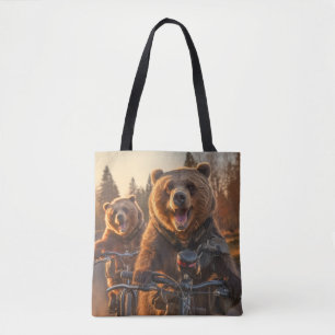 Tote Bag Grizzly Oear Animal Fun Vélo Vélo Happy Relax
