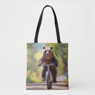 Tote Bag Grizzly Oear Animal Fun Vélo Vélo Happy Relax
