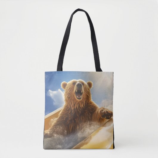 Tote Bag Grizzly Oear Animal Fun Water Slide Happy Time (Devant)