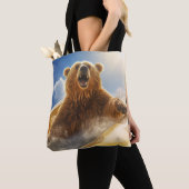 Tote Bag Grizzly Oear Animal Fun Water Slide Happy Time (De près)