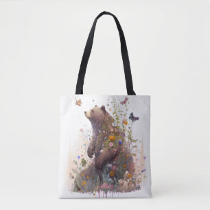 Tote Bag Grizzly Oear Portrait Animal Peinture Faune Art