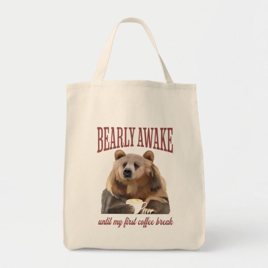 Tote Bag Grizzly Sleepy Bear Coffee Love (Devant)