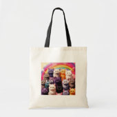 Tote Bag Grocery Bag with Cat Illustration (Devant)