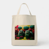 Tote Bag Grocery Bag with Cat Illustration (Dos)