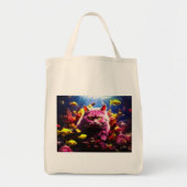 Tote Bag  Grocery Bag with Cat Illustration  (Devant)