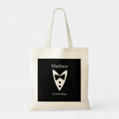 Tote Bag groomsman ajouter nom année noir arc chemise crava (Dos)