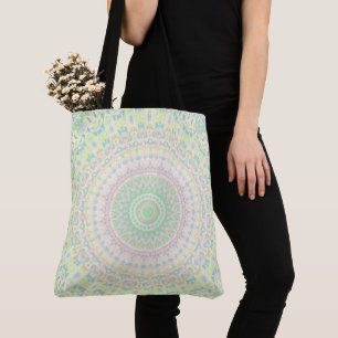 Tote Bag Groovy Bohème Hippie Pastel Funky Mandala Coloré