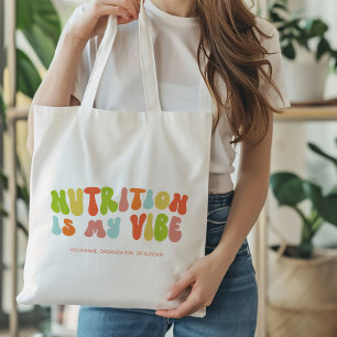 Tote Bag Groovy Retro Nutrition est ma vibration, Nutrition