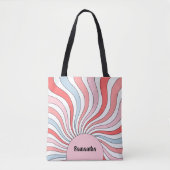 Tote Bag Groovy Retro Waves in Pastel Colors (Devant)