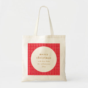 Tote Bag Groovy Rouge Rose Rétro Mignon Nom Personnalisé No