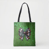 Tote Bag Gros cabot noir brillant vert (Devant)