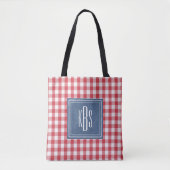 Tote Bag Gros monogramme sur épaule à plis rouge et blanc (Devant)