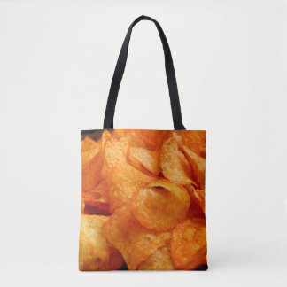 Tote Bag Gros plan de chips juteux, croustillants sur plaqu