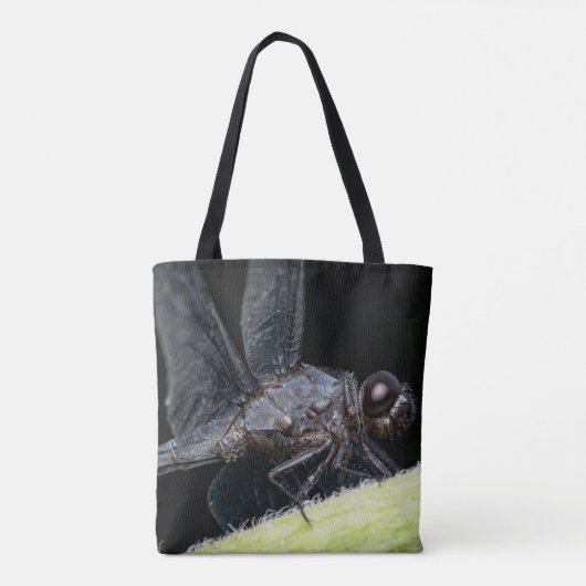 Tote Bag Gros plan d'une libellule, aux yeux foncés, perché (Dos)