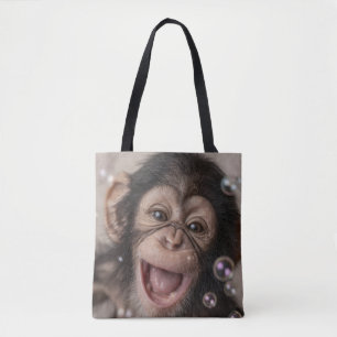 Tote Bag Gros plan extrême de bébé chimpanzé heureux