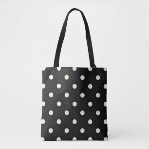 Tote Bag Gros Pois d'antiquité blanc et noir