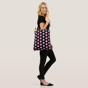 Tote Bag Gros Pois roses sur noir