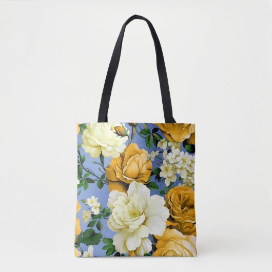 Tote Bag Grosse Fleur de rose jaune rétro (Devant)