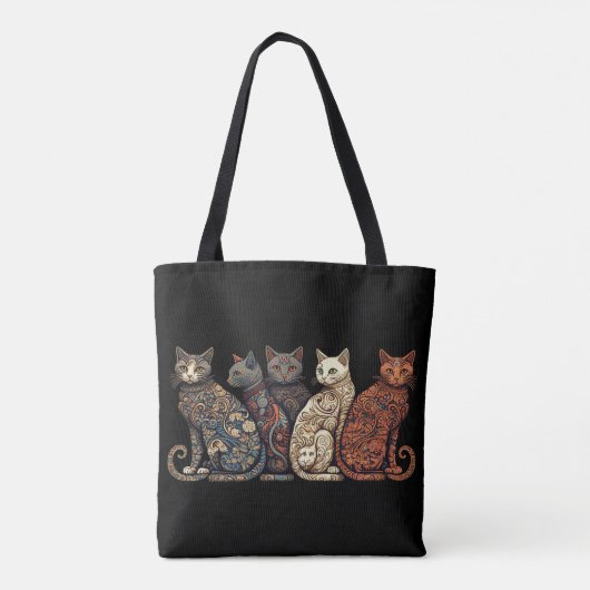 Tote Bag Groupe de chats en papier peint victorien (Dos)