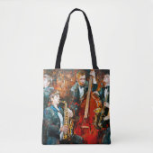 Tote Bag Groupe de jazz élégant jouant de la musique sur la (Devant)