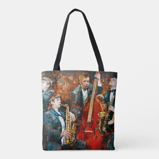 Tote Bag Groupe de jazz élégant jouant de la musique sur la (Dos)