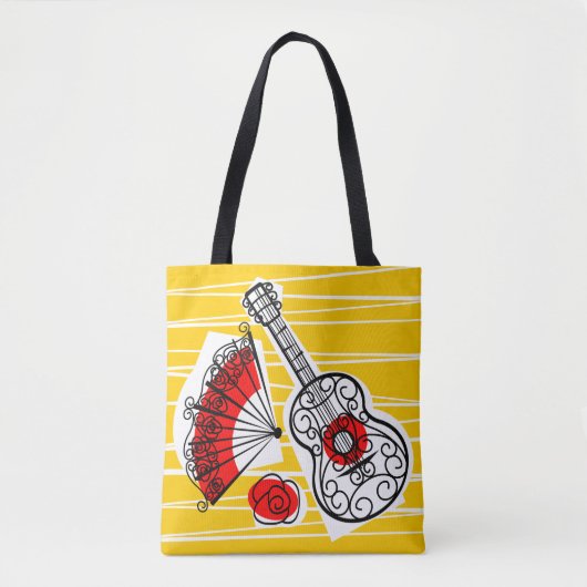 Tote Bag Groupe Souvenirs espagnols sur fourre-tout rouge r (Devant)